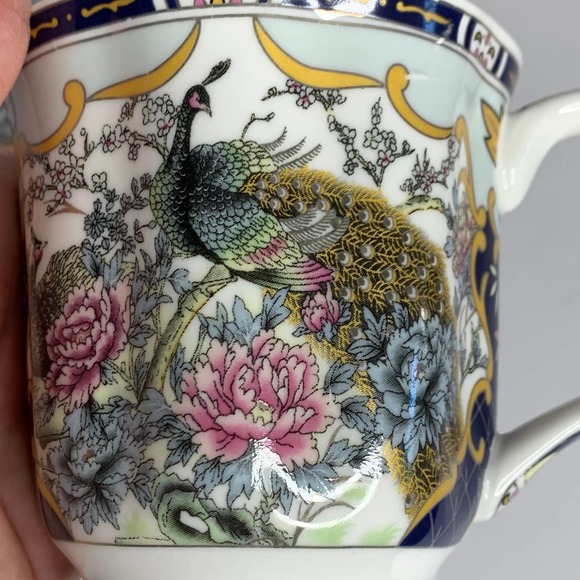Gracie China Bone China Peacock Print Coffee Mugs - Picture 5 of 5